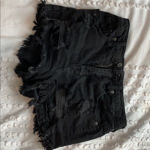 Black jean shorts